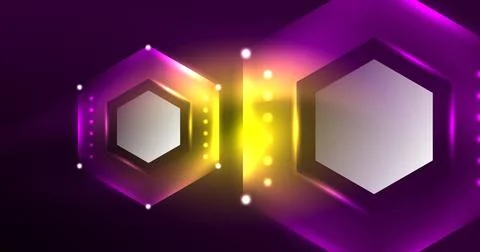 Neon hexagon background. Hi-tech design for wallpaper, banner, background Ilustración de archivo