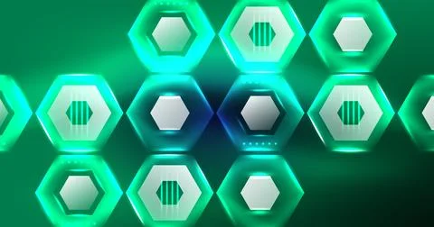 Neon hexagon background. Hi-tech design for wallpaper, banner, background Stock Illustration