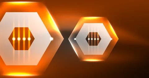 Neon hexagon background. Hi-tech design for wallpaper, banner, background Stock Illustration
