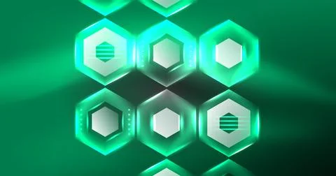 Neon hexagon background. Hi-tech design for wallpaper, banner, background Illustrazione stock