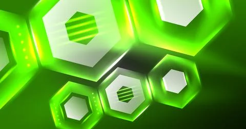 Neon hexagon background. Hi-tech design for wallpaper, banner, background Stock Illustration
