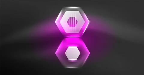 Neon hexagon background. Hi-tech design for wallpaper, banner, background イラスト素材