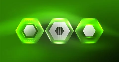 Neon hexagon background. Hi-tech design for wallpaper, banner, background Ilustración de archivo