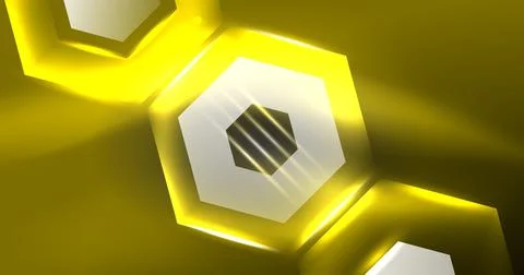Neon hexagon background. Hi-tech design for wallpaper, banner, background Stock Illustration