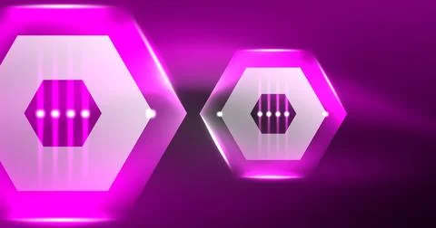 Neon hexagon background. Hi-tech design for wallpaper, banner, background Stock Illustration