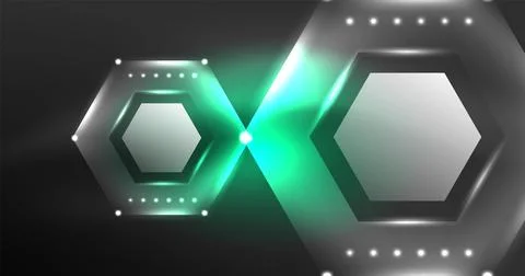 Neon hexagon background. Hi-tech design for wallpaper, banner, background Stock Illustration