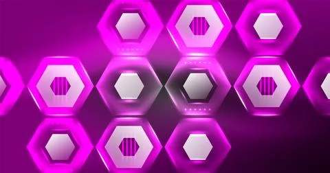 Neon hexagon background. Hi-tech design for wallpaper, banner, background 스톡 일러스트