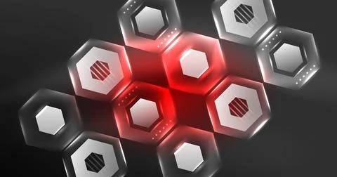 Neon hexagon background. Hi-tech design for wallpaper, banner, background Stock Illustration
