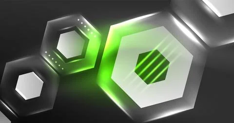 Neon hexagon background. Hi-tech design for wallpaper, banner, background Ilustración de archivo