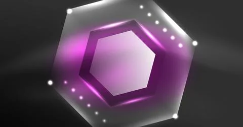 Neon hexagon background. Hi-tech design for wallpaper, banner, background イラスト素材