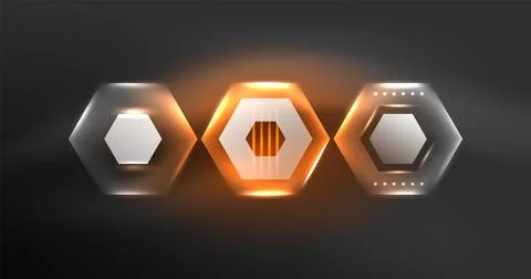 Neon hexagon background. Hi-tech design for wallpaper, banner, background Stock Illustration