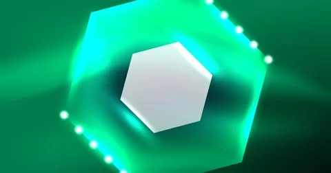 Neon hexagon background. Hi-tech design for wallpaper, banner, background Ilustración de archivo