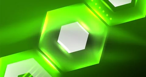 Neon hexagon background. Hi-tech design for wallpaper, banner, background Ilustración de archivo