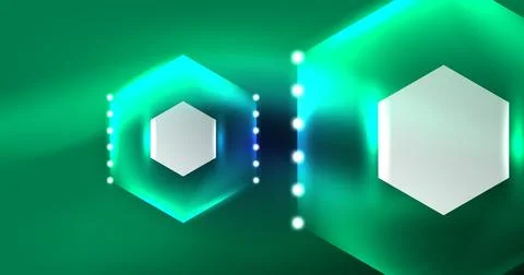 Neon hexagon background. Hi-tech design for wallpaper, banner, background Stock Illustration