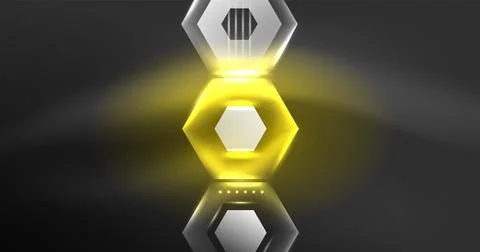 Neon hexagon background. Hi-tech design for wallpaper, banner, background Stock Illustration