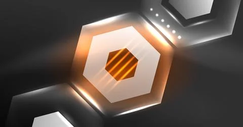 Neon hexagon background. Hi-tech design for wallpaper, banner, background Illustrazione stock