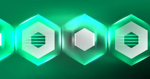 Neon hexagon background. Hi-tech design for wallpaper, banner, background Illustrazione stock