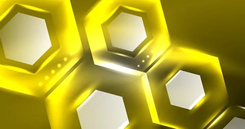 Neon hexagon background. Hi-tech design for wallpaper, banner, background Ilustración de archivo