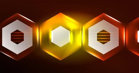 Neon hexagon background. Hi-tech design for wallpaper, banner, background Illustrazione stock