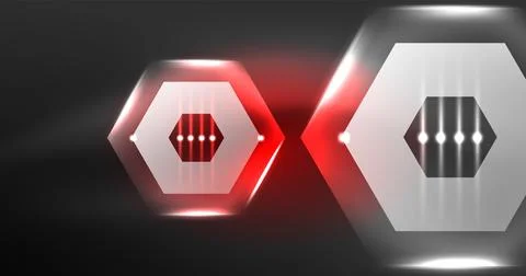 Neon hexagon background. Hi-tech design for wallpaper, banner, background Ilustración de archivo