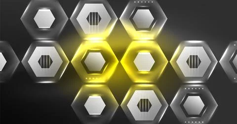 Neon hexagon background. Hi-tech design for wallpaper, banner, background 스톡 일러스트