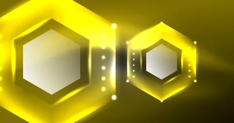 Neon hexagon background. Hi-tech design for wallpaper, banner, background Ilustración de archivo