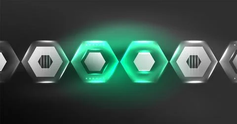 Neon hexagon background. Hi-tech design for wallpaper, banner, background Illustrazione stock