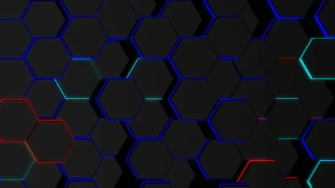 Neon Hexagon Background. Loop Stock Footage 95481697