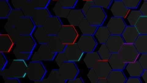 Neon Hexagon Background. Loop Stock Footage 95481748