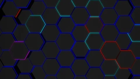Neon Hexagon Background. Loop Stock Footage 95481893