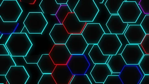 Neon Hexagon Background. Loop Stock Footage 95483803