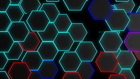 Neon Hexagon Background. Loop Stock Footage 95483806