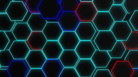 Neon Hexagon Background. Loop Stock Footage 95483826