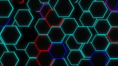 Neon Hexagon Background. Loop Stock Footage 95483957
