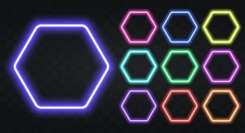 Neon hexagon Border with copy space Stock Illustration