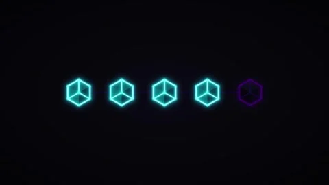 Neon hexagon data loading progress bar animation on dark background, for te.. Stock Footage 344862043