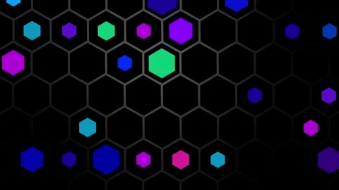 Neon hexagon honeycomb pattern background animation 動画素材 330559504