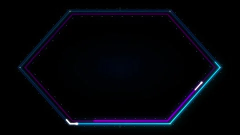 Neon hexagon hud frame with glowing digital data lines motion overlay interfa Stock-Footage 337564843