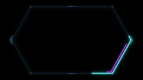 Neon hexagon hud interface overlay with pulsing digital data frame for sci-.. Stock Footage 337564794