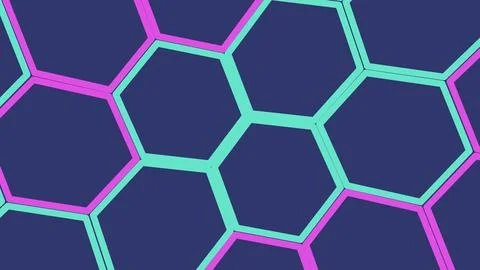 Neon hexagon pattern background Stock Illustration