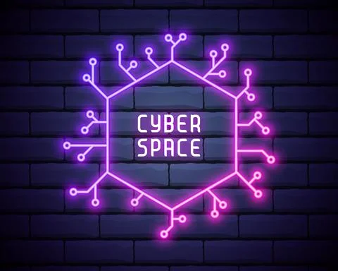 Neon hexagon pattern glowing for advertisement and banner.Cyber hexagone Icon Illustrazione stock