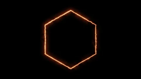 Neon hexagon shape border glowing animation Stock Footage 328385601