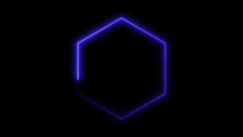 Neon hexagon shape drawing on black background Stock Footage 328385692