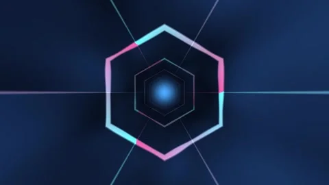 Neon Hexagon Tunnel Geometry Seamless Loop Stock Footage 342784390