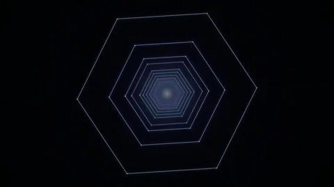Neon Hexagon Tunnel Seamless Loop Stock Footage 340514232