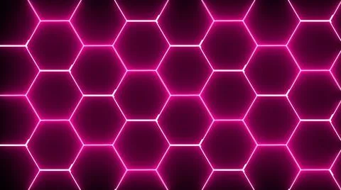 Neon hexagonal abstract design. 3d rendering of honeycomb background. Comp... Stock Photos