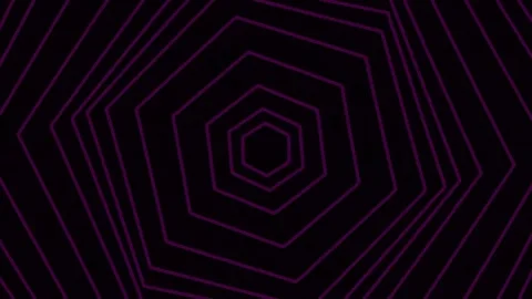 Neon hexagonal geometric pattern background on black screen | Tech loop abs.. Stock Footage 340378791