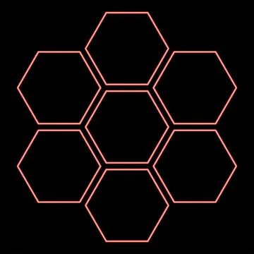 Neon hexagonal technology concept hexagon six items bee sota geometry six s.. Stock Illustration