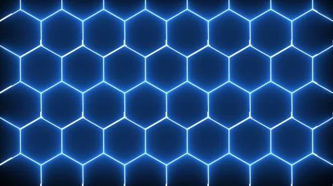 Neon hexagonal textures Decorative geometric tracery with 3d render honeyc... Stock Photos