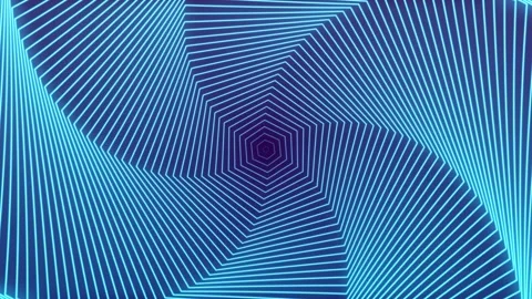 Neon hexagonal tunnel illusion with geometric light and shadow hypnotic pattern Stock Footage 310048427
